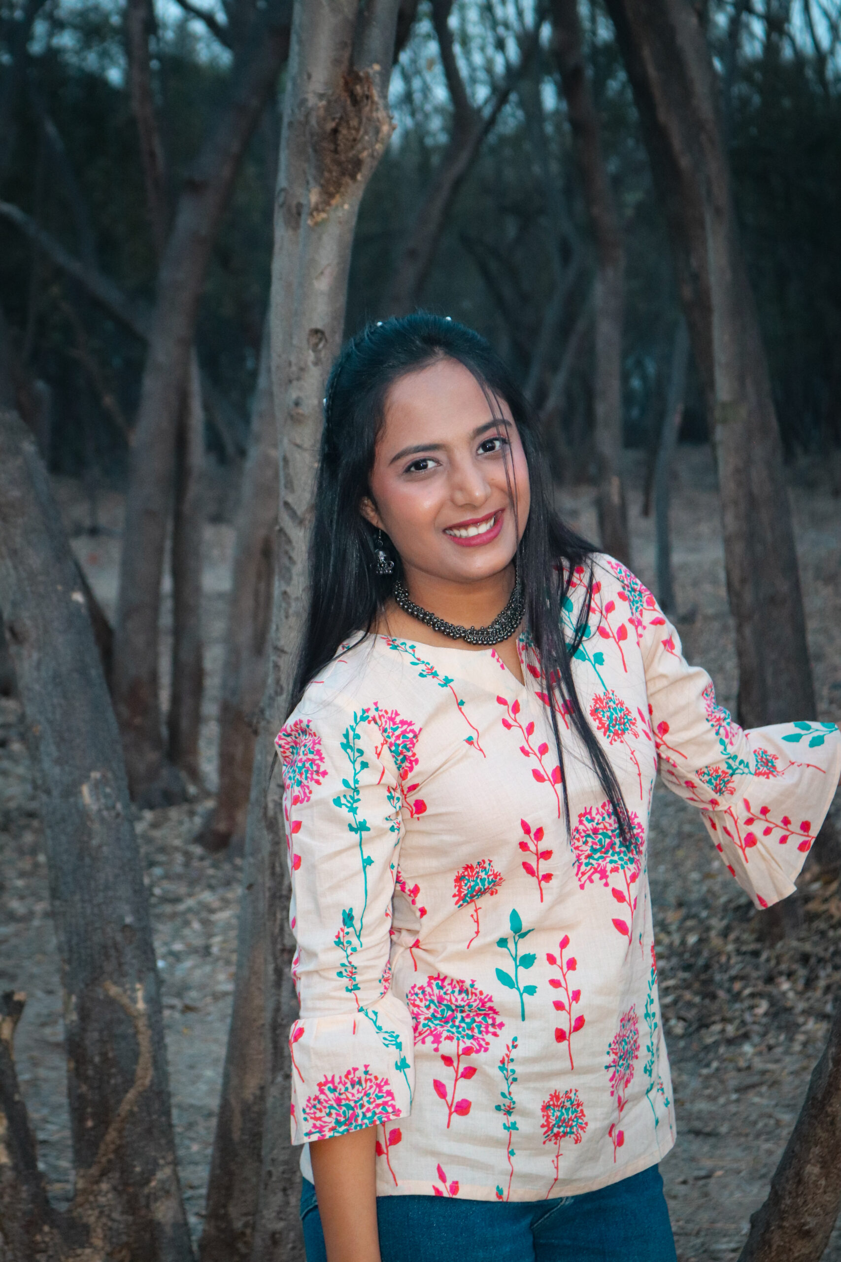 SAATHI Full Sleeves Cream Colour Short Kurti - Image 4