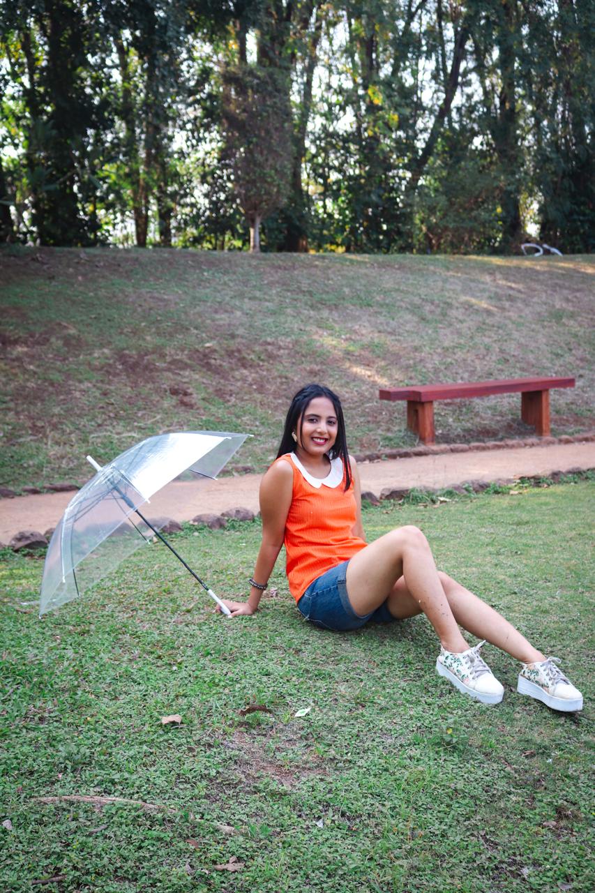 Orange Short kurti, short kurti, collar short kurti, cotton short kurti