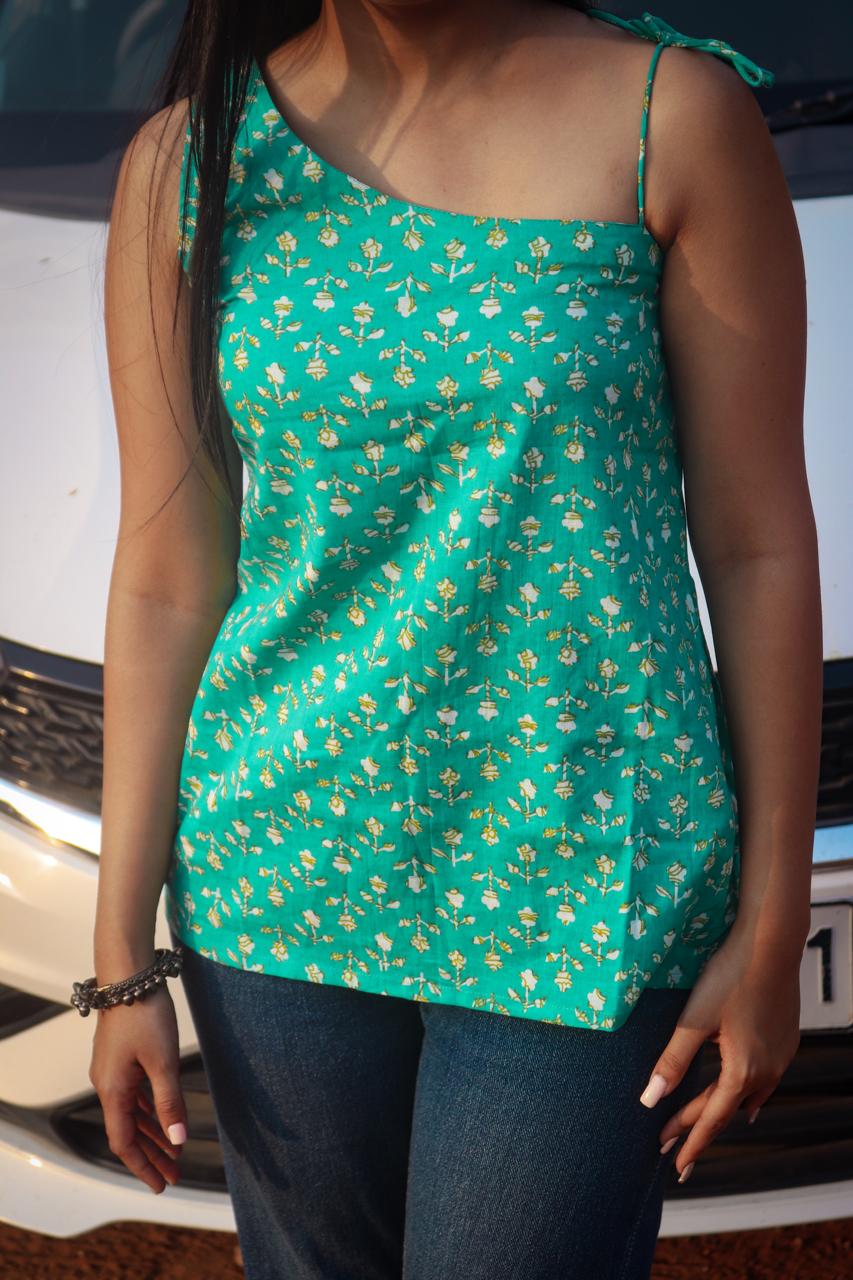 WhatsApp Image 2025-01-23 at 11.43.28 PM-2 Green short kurti, one shoulder short kurti, short kurti, cotton short kurti