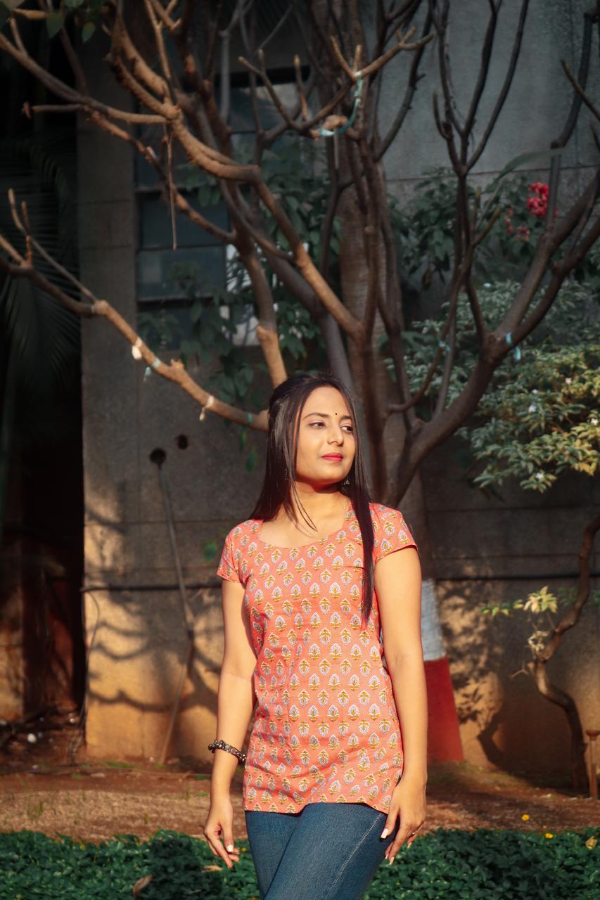 Pink short kurti, cotton short kurti, short kurti