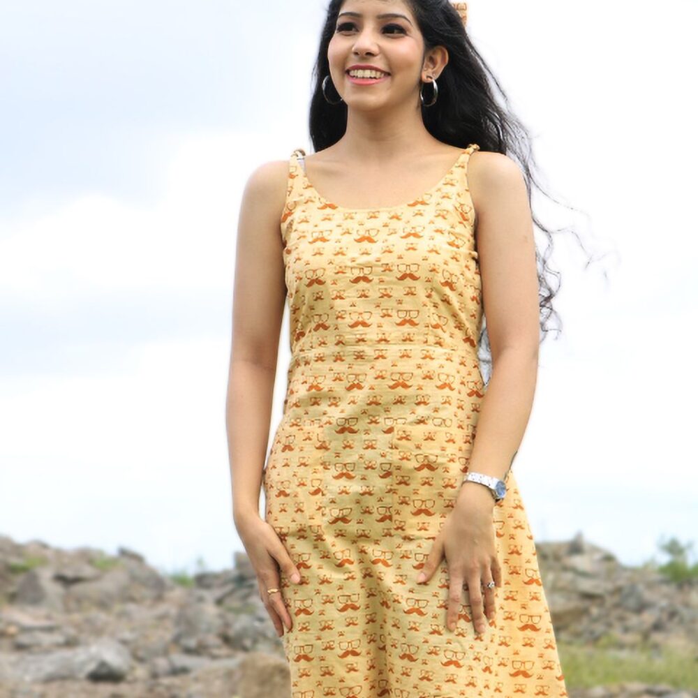 Specs print short dress, cotton short dress, cute short one piece dress, casual short dress