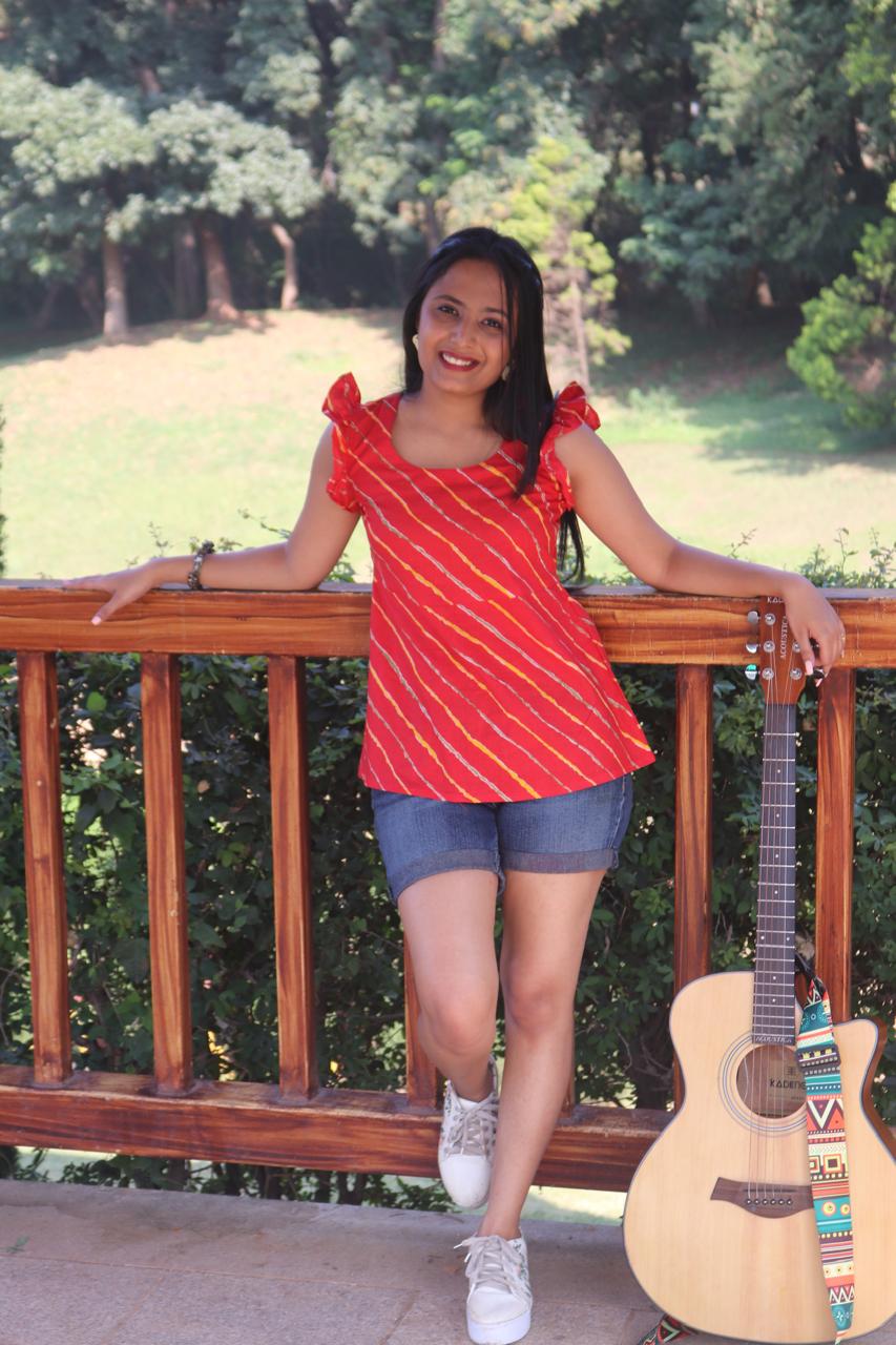 Red Leheriya Short Kurti, cotton short kurti, short kurti, leheriya short kurti