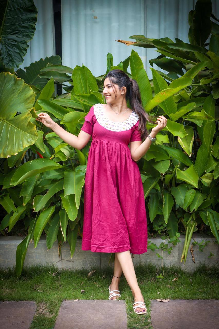 Purple long one piece, cute long one piece, Cotton long one piece, cotton long dress