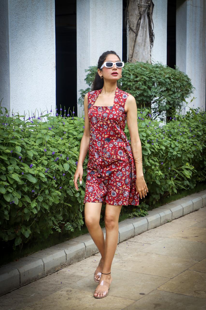 Brown short one piece, Cotton short one piece dress, short dress, casual outfit, daily wear cotton short dress